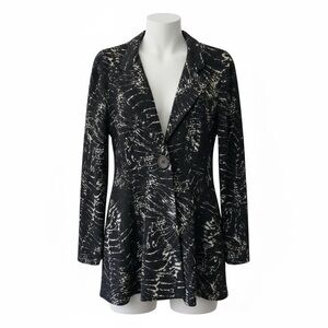 Eva Varro Women’s Blazer Jacket | Black & White Abstract Print  | Size M